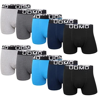 Afbeelding van L&amp;K Set van 10 retroshorts voor heren, boxershorts, katoen, zwart, meerkleurig, 116, Meerkleurig pak 10, 4XL