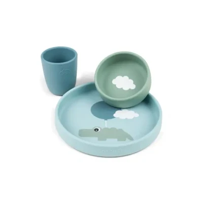 Afbeelding van Done By Deer Eetset Silicone Happy Clouds Blue
