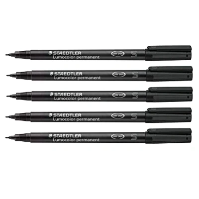 Afbeelding van Staedtler Lumocolor 313 9X universele permanente viltstiften, wrijvings en waterbestendig, op bijna alle oppervlakken, lijnbreedte S 0,4 mm, navulbaar, lange levensduur, 5 stuks