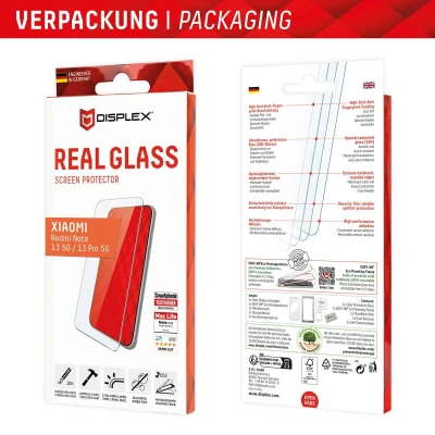 Afbeelding van Displex Real Glass Premium Screenprotector met Applicator voor Xiaomi Redmi Note 13 5G / Pro Poco X6 Transparant