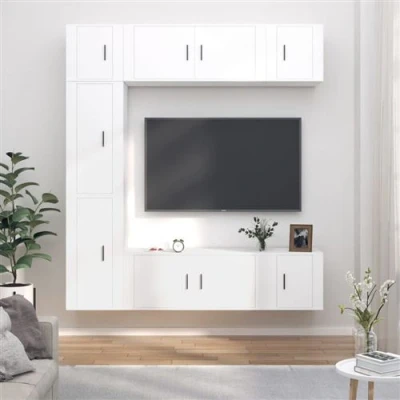 Afbeelding van vidaXL 7 delige Tv meubelset bewerkt hout wit