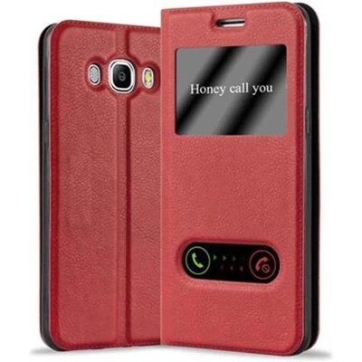 Afbeelding van Cadorabo Hoesje geschikt voor Samsung Galaxy J5 2016 in SAFRAN ROOD Beschermhoes met magnetische sluiting, standfunctie en 2 kijkvensters Book Case Cover Etui