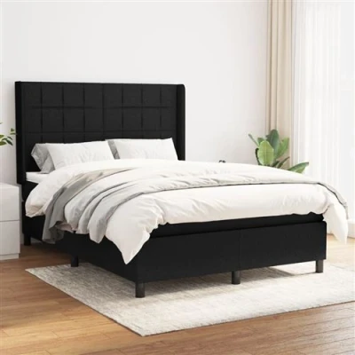 Afbeelding van vidaXL Boxspring met matras stof zwart 140x190 cm