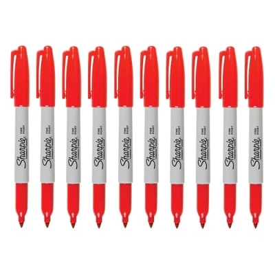 Afbeelding van Sharpie Permanente marker, fijne punt, rode inkt, 10 stuks