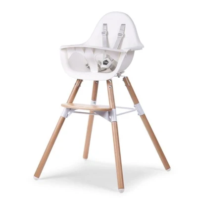 Image de Childwood Chaise Haute Bébé EVOLU 2 Naturel/Blanc en 1 avec arceau
