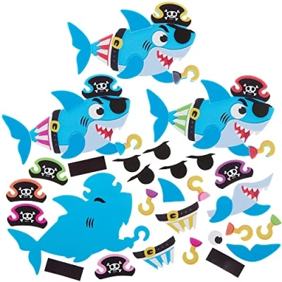 Afbeelding van Baker Ross FX623 Piratenhaai Magnetenset, 8 stuks, schuimpiraat knutselset voor kinderen