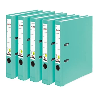 Image de Falken lot de 5 classeurs en plastique PP Color Végan. Fabriqué Allemagne. cm, DIN A4, turquoise pastel
