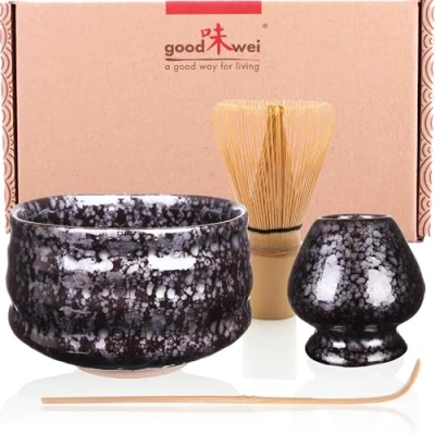 Afbeelding van Goodwei Premium Matcha theeset ceremoniekom, garde en standaard (Tetsu, 80)