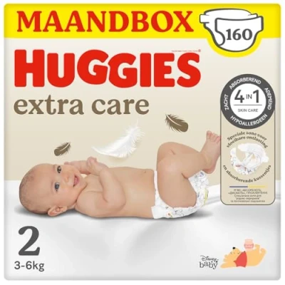 Afbeelding van Huggies® Extra Care luiers Maat 2 (3 tot 6 kg) 40st x4 160 stuks