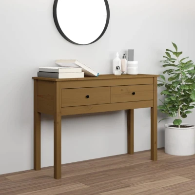 Afbeelding van Wandtafel 100x35x75 cm massief grenenhout honingbruin