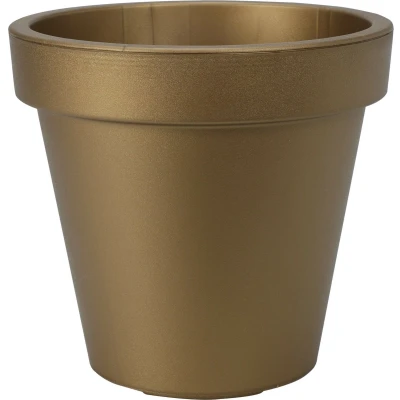 Afbeelding van Pro Garden Plantenpot/bloempot Botanic Gold Tuin buiten kunststof mat goud Dia 20 cm rond