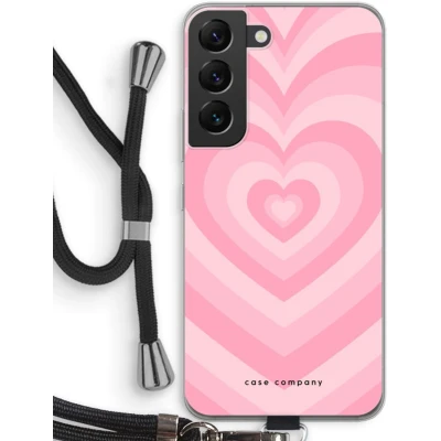 Afbeelding van Case Company® hoesje met Koord geschikt voor Samsung Galaxy S22 Hart Roos Telefoonhoesje Zwart Bescherming aan alle Kanten en Over de Schermrand