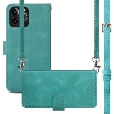 Afbeelding van iMoshion Hoesje Geschikt voor iPhone 12 Pro / met Pasjeshouder Bookcase koord Turquoise