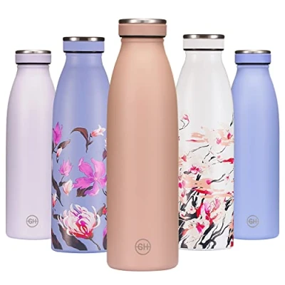 Afbeelding van B2DO for GH isotherme waterfles, 500 ml, Cubaans zand, herbruikbare metalen dubbelwandige vacuüm drinkfles van roestvrij staal, inox sportdrinkfles, BPA vrije