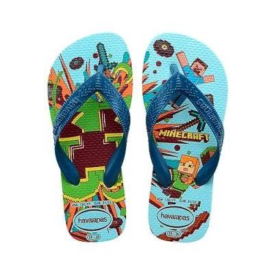 Afbeelding van Havaianas Teenslippers voor kinderen met Brasil logo, wit/blauw comfortabel