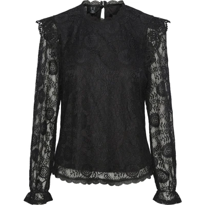 Afbeelding van Pieces Pcolline Blouse, Dames, Maat: Medium, Black
