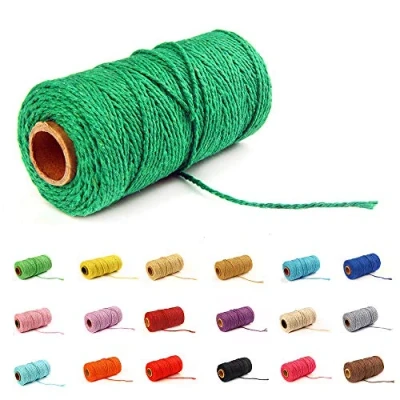 Afbeelding van 100 Yard / 2 mm Kleurrijke Katoenen Touw Ambachten Breien voor Geschenkverpakking (Donkergroen 1)