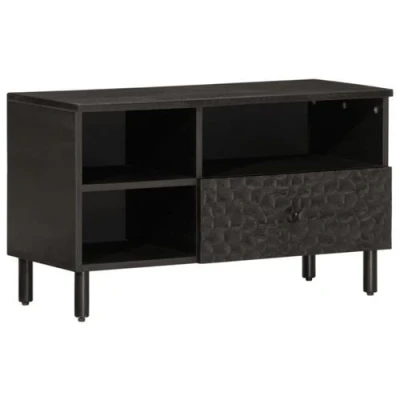 Afbeelding van Tv meubel 80x33x46 cm massief mangohout zwart