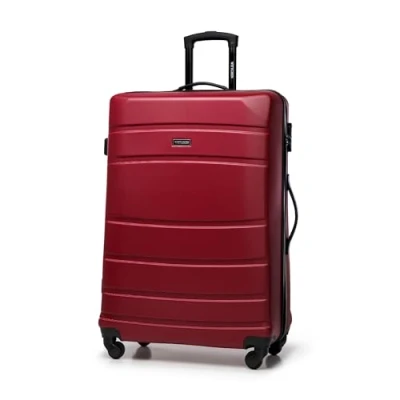 Image de WITTCHEN Valise de voyage Bagage à main cabine rigide ABS 4 roulettes pivotantes Serrure combinaison Poignée télescopique Globe Line Taille L Rouge Brussels Airlines/Ryanair/TUI fly Belgium