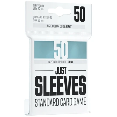 Afbeelding van Just sleeves 50 kaarthoezen transparant glanzende look standaardformaat 66 x 92 mm kleurcode: grijs gezelschapsspel accessoire