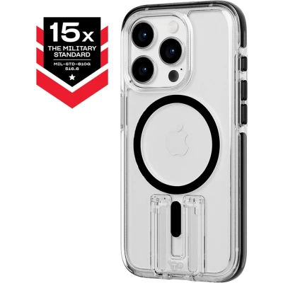 Afbeelding van Tech21 Evo Crystal Kick iPhone 15 Pro hoesje Schokbestendig telefoonhoesje Geschikt voor MagSafe Transparant/Zwart 4,9 meter valbestendig Flexshock