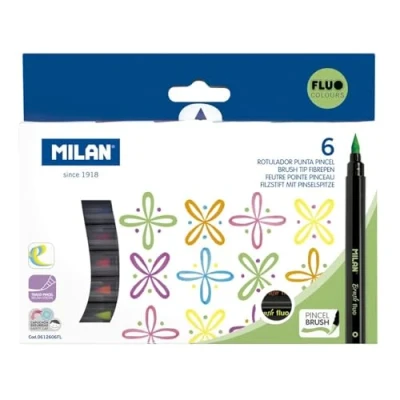 Afbeelding van Milan® Marker, penseelpunt, neonkleuren, 6 stuks