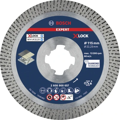 Image de BOSCH 2608900657 Disque de coupe diamanté Expert HardCeramic X LOCK 115x22,23x1,4x10 mm