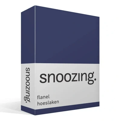 Afbeelding van Snoozing Flanel Hoeslaken Eenpersoons 80x200 cm Navy