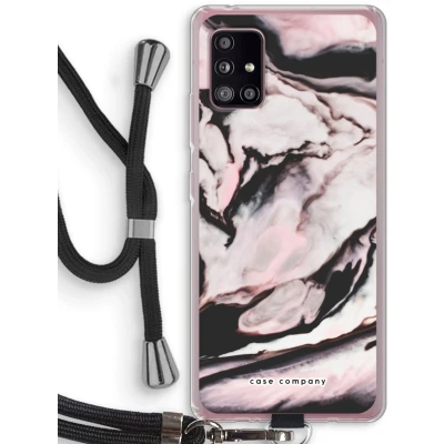 Afbeelding van Case Company® hoesje met Koord geschikt voor Samsung Galaxy A51 5G Roze stroom Telefoonhoesje Zwart Bescherming aan alle Kanten en Over de Schermrand