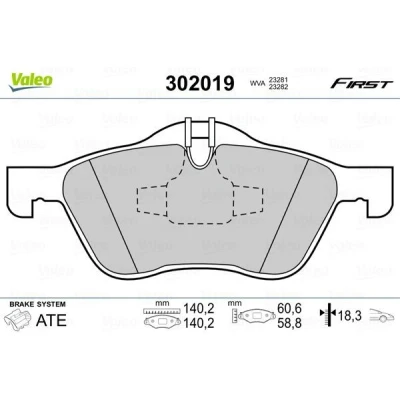 Afbeelding van VALEO 302019 Remblokkenset FIRST Vooras Excl. slijtage waarschuwingscontact Met anti kreukplaat MINI: Hatchback, Convertible