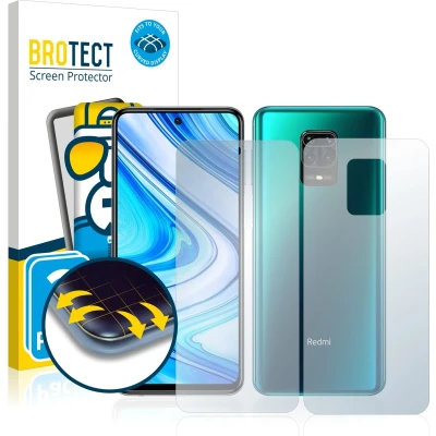 Afbeelding van BROTECT Screenprotector voor Xiaomi Redmi Note 9 Pro (Voor+Achter) Folie Beschermfolie transparant volledig dekking (2 Stuks)