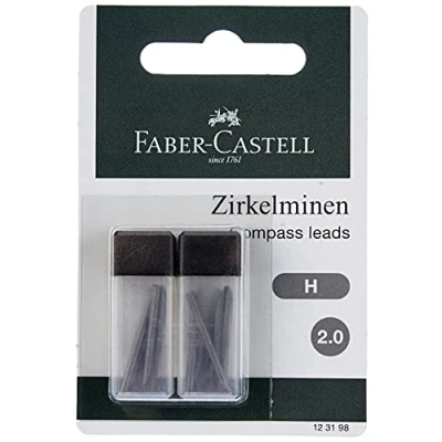 Image de Faber Castell 123198 Lot de 12 mines pour compas 2 mm Dureté H