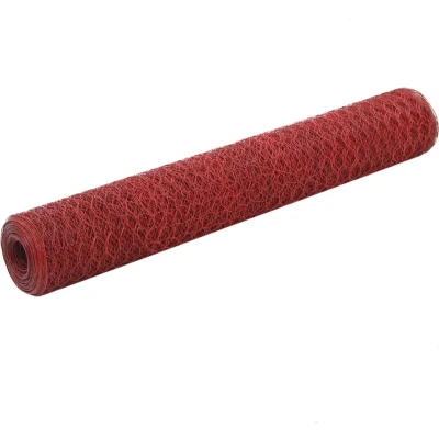 Afbeelding van vidaXL Kippengaas 25x1 m staal met PVC coating rood