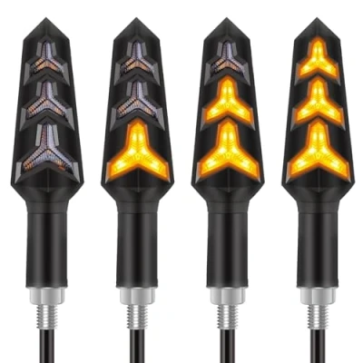 Afbeelding van Kinstecks​​4 stuks motorfietsindicatoren kleuren knipperlichten motorfiets bochtindicatoren 12 V LED lampen voor scooter quad cruiser off straatvorm Y vorm