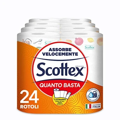 Afbeelding van Scottex Quanto is voldoende, keukenpapier, halve scheuroptie, met FSC gecertificeerd papier, 24 maxi rollen
