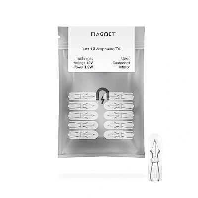 Afbeelding van Magnet Set van 10 halogeenlampen, Wedge, 12 V, 1,2 W, T5, w2 x 4,6d, dashboard, auto en motorfiets