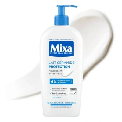 Afbeelding van Mixa Ceramide Protect XXL bodylotion met 8% plantaardige glycerine en ceramiden voor de droge huid, zeer verdraagzaam, voorkomt huidirritatie, intensieve hydratatie