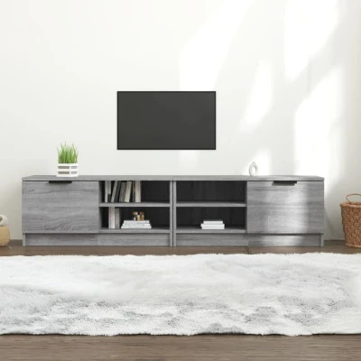 Afbeelding van Tv meubelen 2 st 80x35x36,5 cm bewerkt hout grijs sonoma eiken