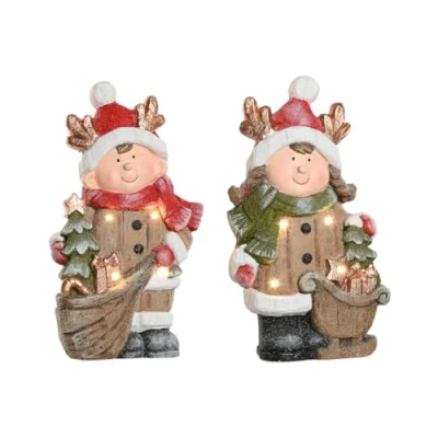 Afbeelding van Kerstversiering Home ESPRIT Bruin Rood 23 x 10,5 40 cm (2 Stuks)