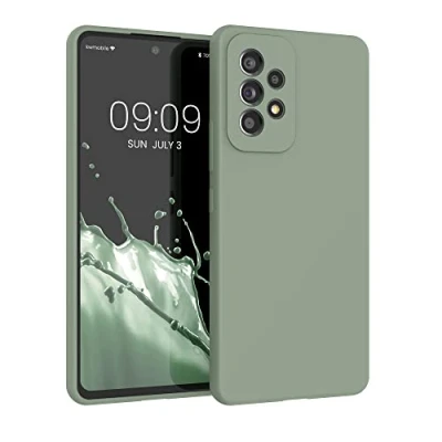 Afbeelding van kwmobile telefoonhoesje geschikt voor Samsung Galaxy A53 5G Hoesje met siliconen coating Smartphone case in grijsgroen