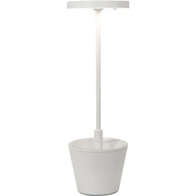 Afbeelding van Zafferano, Poldina Reverso Tafellamp, oplaadbaar, draadloos, met touch bediening, geschikt voor woonkamer en buiten, dimmer, 2200 3000 K, hoogte 35 cm, kleur: wit