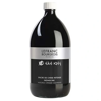Afbeelding van Lefranc Bourgeois 059077 Nan King kalligrafie en schetsen pigmentinkt, hoogglans, voor fijne tekeningen, schetsen, zwart, 1000 ml