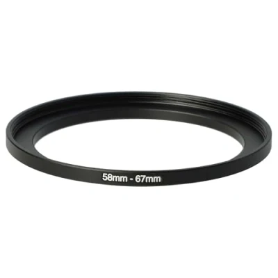 Afbeelding van vhbw Step up adapter van 58 mm naar 67 voor cameralens, zwarte metalen filteradapter