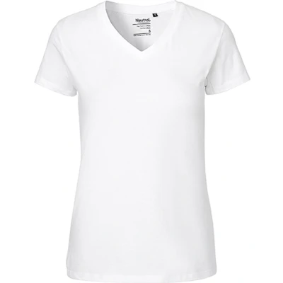 Afbeelding van Ladies&#039; V Neck T Shirt met korte mouwen White S
