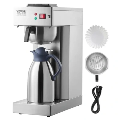 Image de VEVOR Cafetière Filtre Commerciale Capacité 12 Tasses avec Carafe Thermique