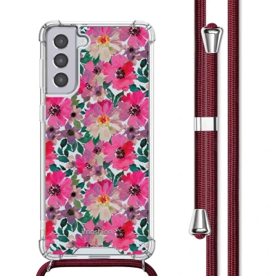 Afbeelding van imoshion Hoesje Geschikt voor Samsung Galaxy S21 met Koord Design Meerkleurig / Flower Water