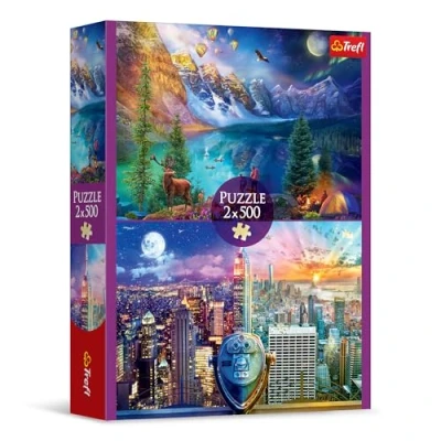 Afbeelding van Trefl Puzzel 2 in 1: Excursie naar Amerika x 500 stukjes Set van twee puzzels, DIY, creatief entertainment, voor volwassenen en kinderen vanaf 10 jaar