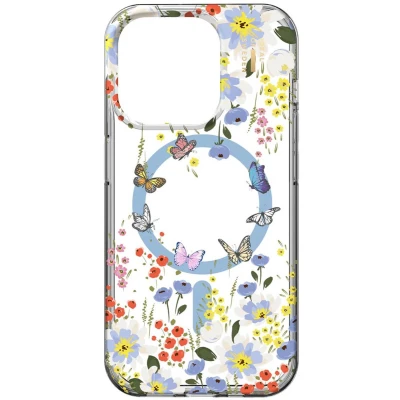 Afbeelding van iDeal of Sweden Mirror Case met MagSafe voor de Apple iPhone 15 Pro Max Artistic Garden