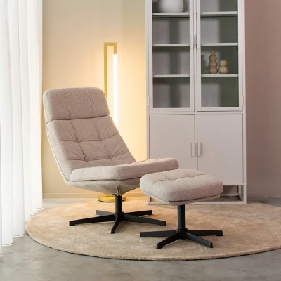 Afbeelding van LABEL51 Alvar Fauteuil Naturel Boucle Incl. Hocker