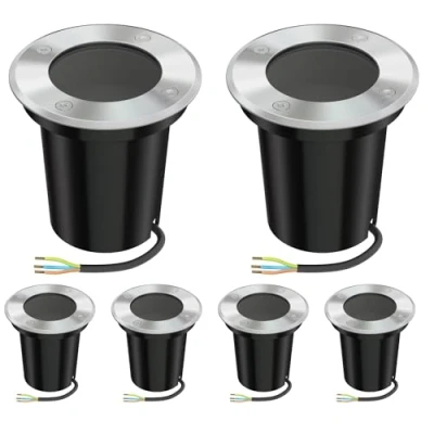Afbeelding van ledscom.de 6 x BOLI vloerinbouwlampen voor buiten, IP67, roestvrij staal, rond, 108 mm Ø, 1 GU10 max. 15 W